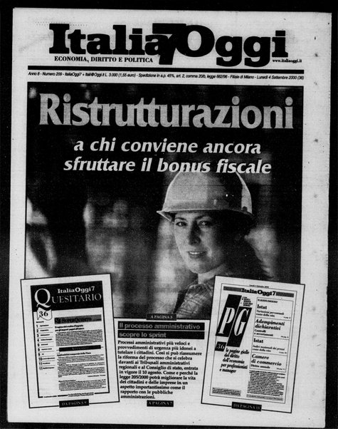 Italia oggi : quotidiano di economia finanza e politica